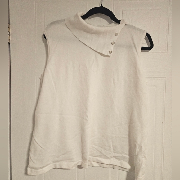laura Sweaters - Womens XL white Sleeveless Turtleneck open mock neck Sweater top stretchy